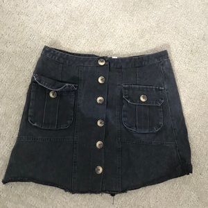 black button mini skirt